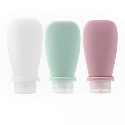 MAYCREATE 3pcs Travel Toiletries Bottles Kit 90ML Silicone Toiletries Containers with Leakproof Lid, Refillable Body Lotion Dispenser Bottle for Shampoo, Conditioner, Gel, Body Wash MAYCREATE 3pcs Travel Toiletries Bottles Kit 90ML Silicone Toiletries Containers with Leakproof Lid, Refillable Body Lotion Dispenser Bottle for Shampoo, Conditioner, Gel, Body Wash